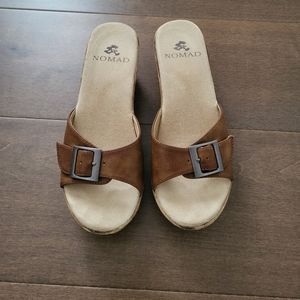 Jute wedge buckled mule sandles